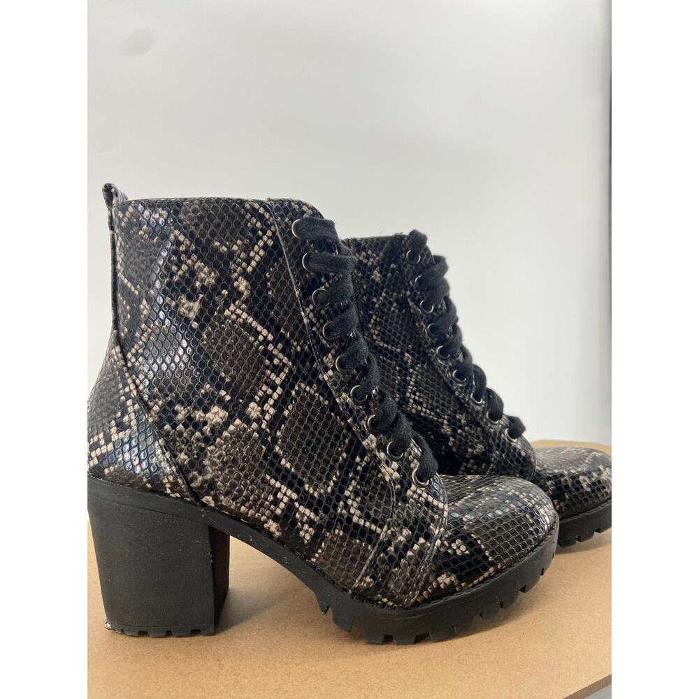 Snake Print Moto Platform Festival Ready Boots